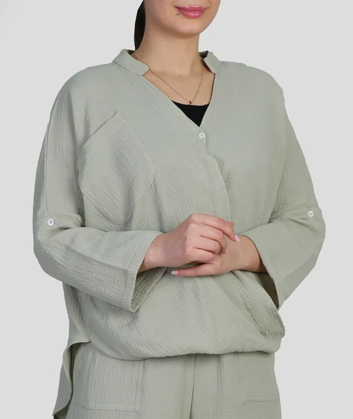 شومیز زنانه تاتینا - سبز پسته ای