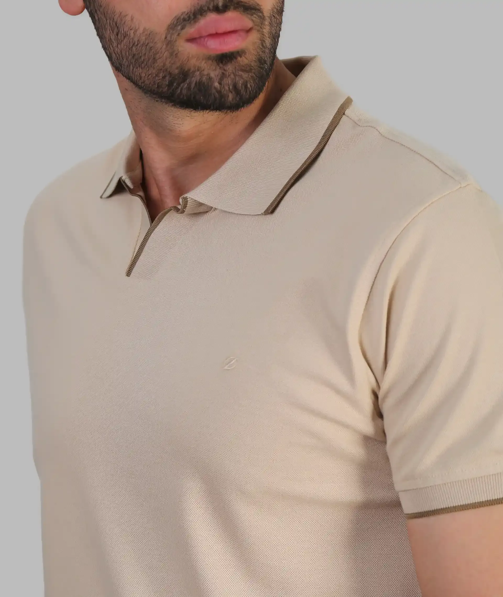 پلوشرت مردانه جودون یقه ترکیبی گابرین