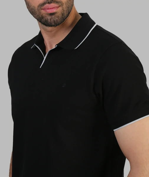 پلوشرت مردانه جودون یقه ترکیبی گابرین - مشکی
