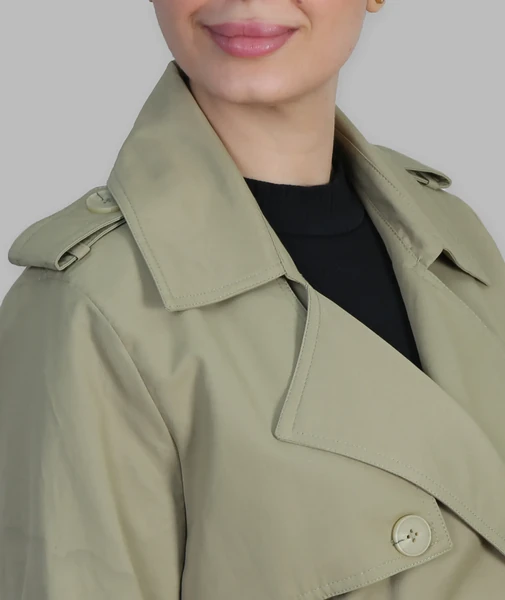 بارانی زنانه کتان زارا یقه انگلیسی نیهان - سبز
